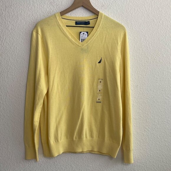 Nautica Men’s V-Neck Sweater Medium Ochre Beach Navtech NWT Classic Fit - Picture 3 of 12